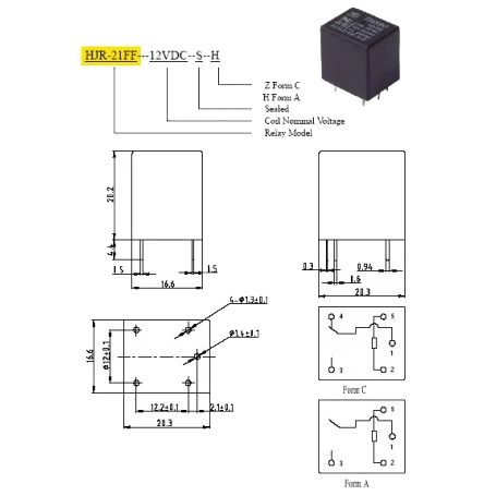 12v 10a پایه میلون t73 مارک tianbo کد hjr 21ff s z 2