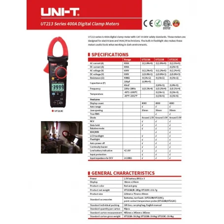 دیجیتال ac ـ 400 آمپر دقیق uni t مدل ut213a 9