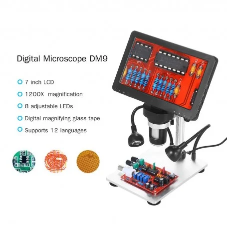 1200x portable digital microscope دارای نمایشگر 7 اینچی مدل dm9 1