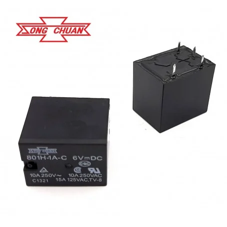 6v پایه میلون بوبین کنار 4 پین 10a تایوانی مارک song chuan کد 801h 1a c 1