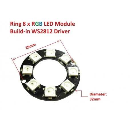 led rgb حلقه ای 8 تایی ws2812 2