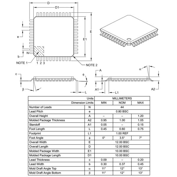 میکروکنترلر ATMEGA32A-AU پکیج SMD TQFP-44