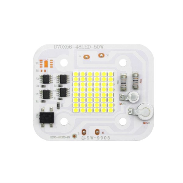 LED DOB پروژکتوری سفید مهتابی 220VAC 50W دارای مدار محافظتی Anti Surge سایز 70x56mm