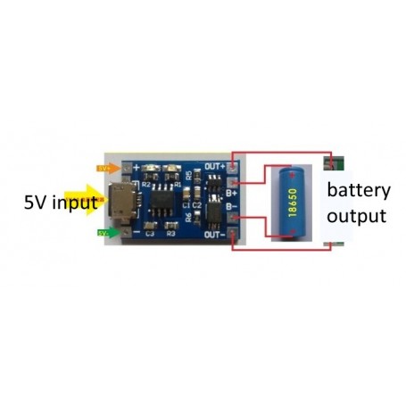 شارژر 5V 1A میکرو USB باتری های لیتیومی به همراه محافظ