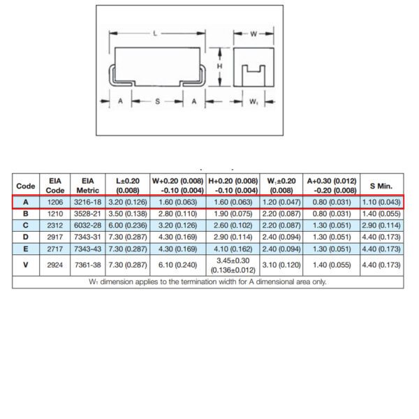 خازن تانتال 2.2UF 16V(A)SMD 10%