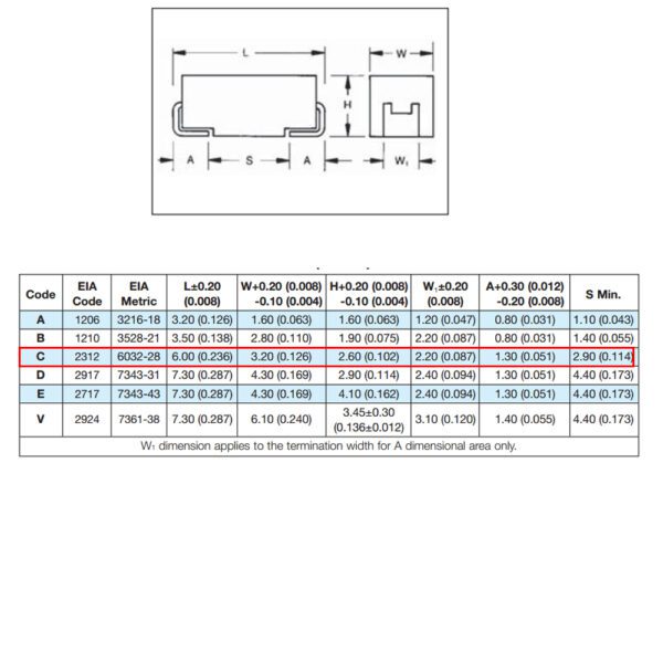 خازن تانتال 47UF 16V(C)SMD 10%