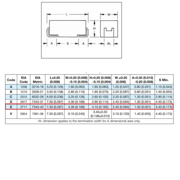 خازن تانتال 470UF 10V(E)SMD 10%
