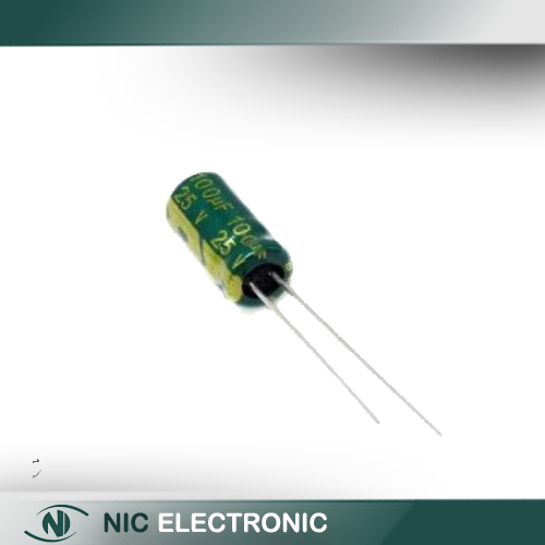 خازن الکترولیتی 100UF/25V-6.3X12-105C-GREEN