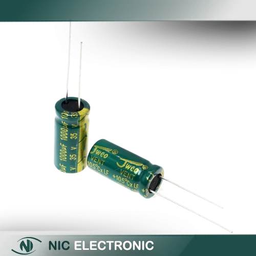 خازن الکترولیتی 1000UF/35V-10X20-105C-GREEN
